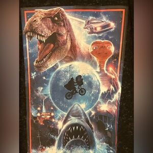 Universal Mens Black T Shirt Jaws ET Back To The Future Jurassic Park Size L